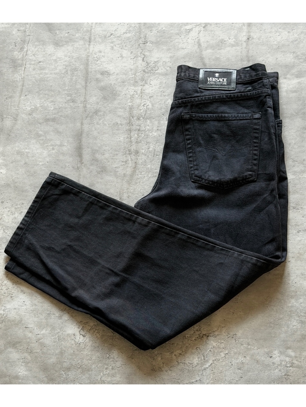 VTG Versace Couture Studded Relaxed Black Denim Jeans W 36